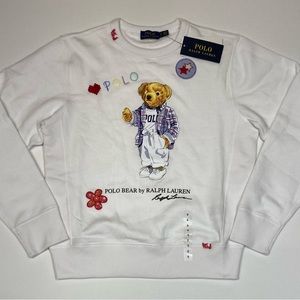 Polo Ralph Lauren Women's Polo Bear Fleece  White Sweatshirt